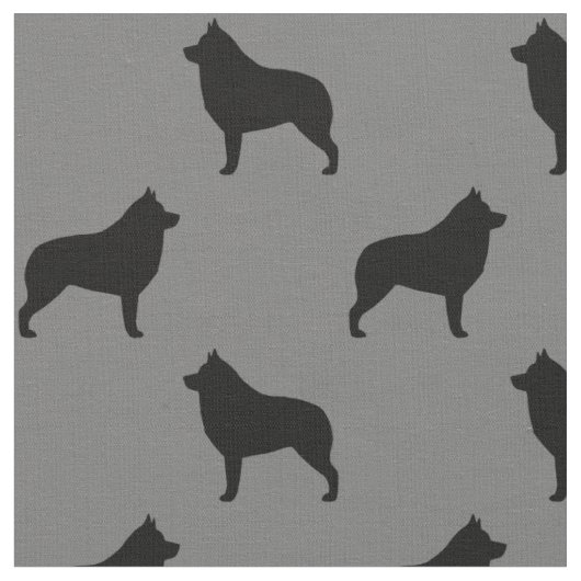 スキッパーキ犬のシルエット柄 ファブリック (クローズアップ)