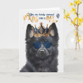 スキッパークドッグキングフォーデイおもしろい誕生日 カード (黄色い花)