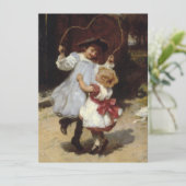 スキップするロープでジャンプする女の子 カード (スタンド正面)