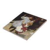 スキップするロープでジャンプする女の子 タイル (側面)