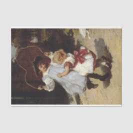 スキップするロープでジャンプする女の子 薄葉紙