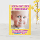 スキップの朝の昼寝の母の日のおもしろいな挨拶状 カード (黄色い花)