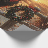 スキッペルケ犬素朴冬の夕日のデコページ ラッピングペーパー (角)