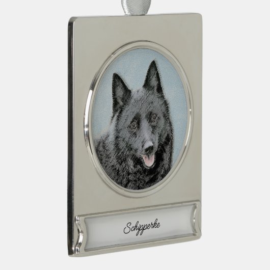 スキッ絵画パーケのカワイイオリジナルドッグアートシルバー シルバープレートバナーオーナメント (右)