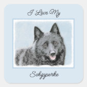 スキッ絵画ペルの可愛いオリジナルドッグアートスクエア スクエアシール (正面)