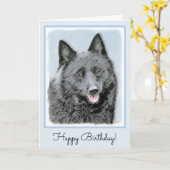 スキッ絵画ペルの可愛いオリジナルドッグアート カード (黄色い花)