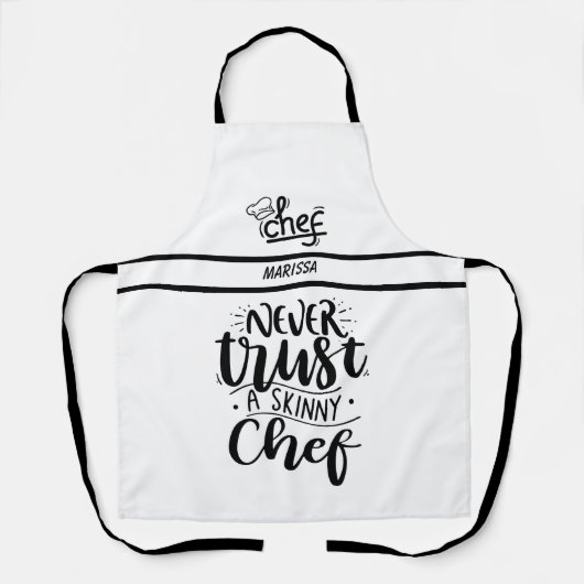 スキニーおもしろいシェフを決して信用しない エプロン (正面)