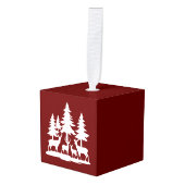 スキニーおもしろいパインツリーサマーハイキングキャンプ キューブオーナメント (正面アングル)