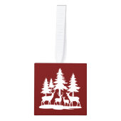 スキニーおもしろいパインツリーサマーハイキングキャンプ キューブオーナメント (正面)