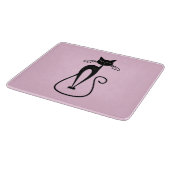 スキニーお洒落ブラックキャットピンク カッティングボード (角)