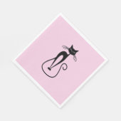 スキニーお洒落ブラックキャットピンク スタンダードランチョンナプキン (角)