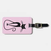 スキニーお洒落ブラックキャットピンク ラゲッジタグ (正面横)