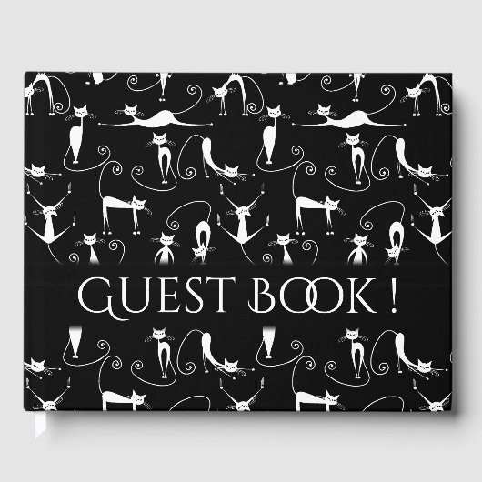 スキニーお洒落ホワイトキャットパーソナル文字背 ゲストブック (正面)