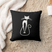スキニーお洒落ホワイトキャットブラック無地のサイド クッション (ブランケット)
