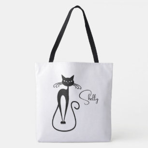 スキニーお洒落黒猫パーソナル トートバッグ