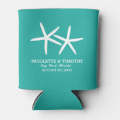 スキニーのヒトデ2匹 |ティール（緑がかった色）結婚ズ 缶クーラー (正面)