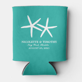 スキニーのヒトデ2匹 |ティール（緑がかった色）結婚ズ 缶クーラー