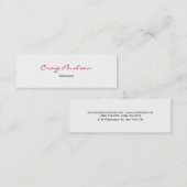 スキニーエレガントスクリプトホワイトレッドの名刺 スキニー名刺 (正面/裏面)