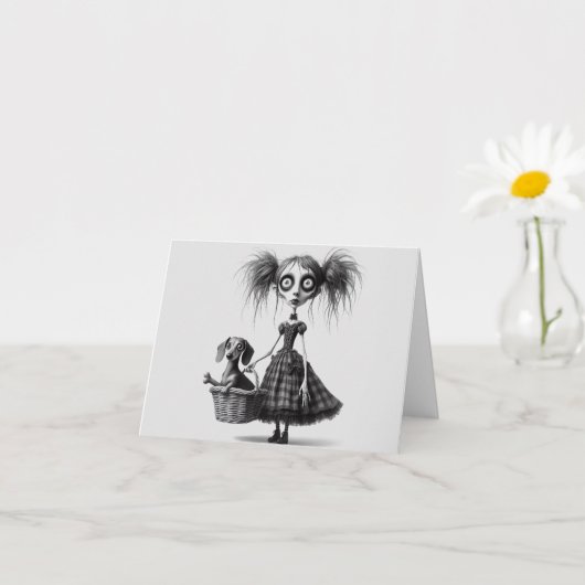 スキニーゴスガールと犬のあらゆる機会に対応するカード カード (小さな植物)