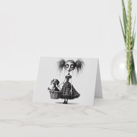 スキニーゴスガールと犬のあらゆる機会に対応するカード カード (正面)