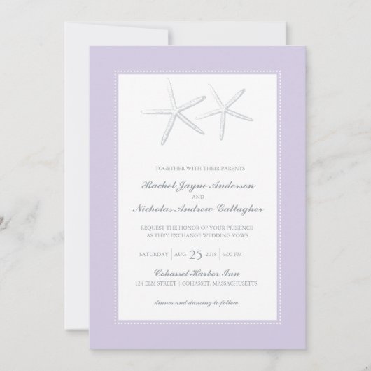 スキニーヒトデ薄紫グレイ | ウェディング 招待状 (正面)
