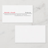 スキニープレーンブラックレッドホワイトミニマルモダンリスト 名刺 (正面/裏面)