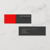 スキニーモダンレッドグレイシンプルプレーン名刺 スキニー名刺 (正面/裏面)