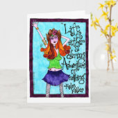 スキニー女性のカーボーイ感動的イラストレーション カード (黄色い花)