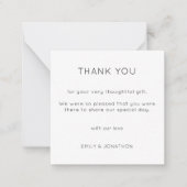 スキニー |シンプルの白黒結婚写真ありがとう ノートカード (正面)