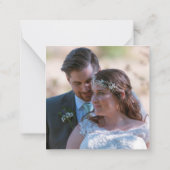 スキニー |シンプルの白黒結婚写真ありがとう ノートカード (裏面)