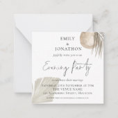 スキニー |パンパスグラス結婚の夕べパーティー招待状 ノートカード (正面)