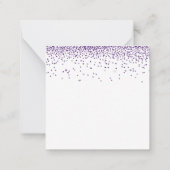 スキニー |パープルグリッター結婚の夕べパーティー招待状 ノートカード (裏面)