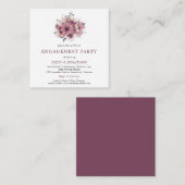 スキニー |パープル花模様婚約パーティ招待状 ノートカード (正面/裏面)