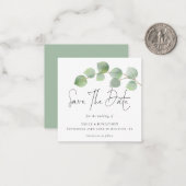 スキニー |ユーカリモダンプトゥス結婚式の日付を保存 ノートカード (正面/裏面インサイチュ)