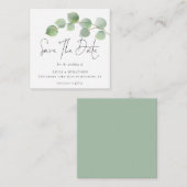 スキニー |ユーカリモダンプトゥス結婚式の日付を保存 ノートカード (正面/裏面)