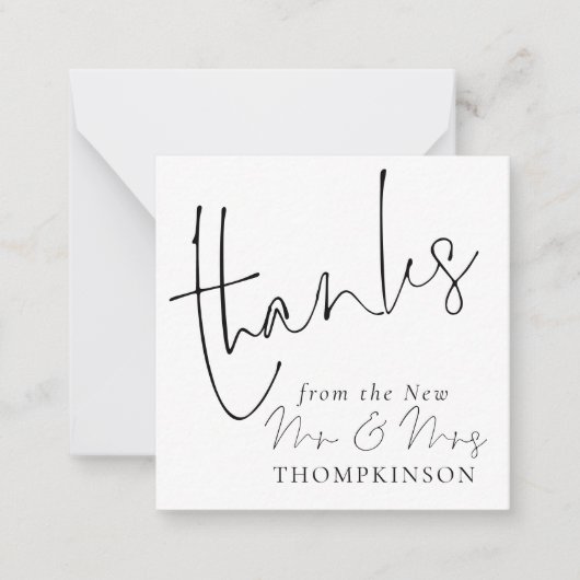 スキニー |新しいミセスさんの結婚任意の色のスクリプト感謝してい作成 ノートカード (正面)