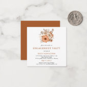 スキニー |秋の花模様婚約パーティ招待状 ノートカード (正面/裏面インサイチュ)