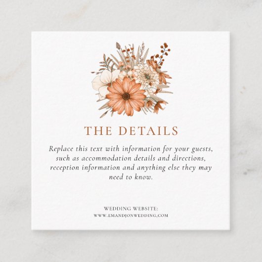 スキニー |秋の花模様結婚の情報詳細 エンクロージャーカード (正面)