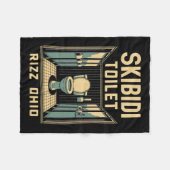 スキビディトイレリズオハイオおもしろいミームレトロヴィンテージ フリースブランケット (正面(横))