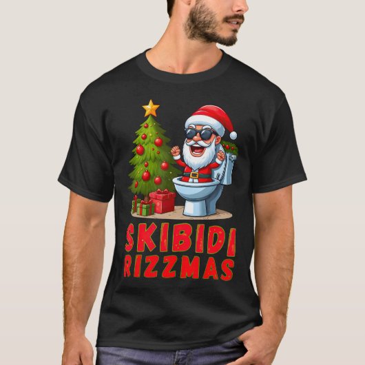 スキビディリッツマスクリスマスリズサンタおもしろいクロース Tシャツ (正面)