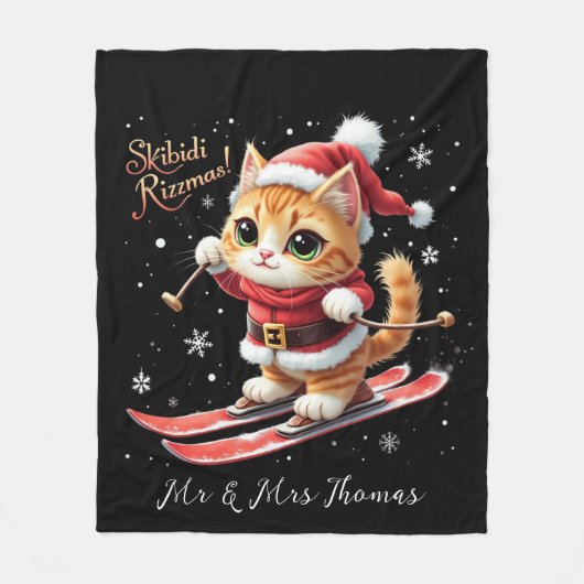 スキビディリッツマスザ究極のおもしろいクリスマスミーム フリースブランケット (正面)