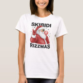 スキビディ リズマス サンタクロース 楽しいクリスマス 白 Tシャツ (正面)
