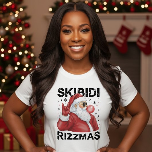 スキビディ リズマス サンタクロース 楽しいクリスマス 白 Tシャツ