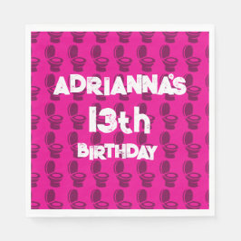 スキピディトイレピンク誕生日パーティーの招待 スタンダードランチョンナプキン
