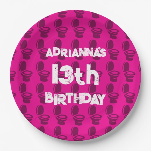 スキピディトイレピンク誕生日パーティー ペーパープレート (正面)