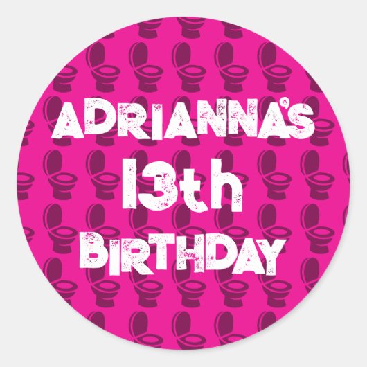 スキピディトイレピンク誕生日パーティー ラウンドシール (正面)