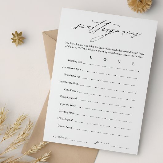 スキャタリエレガントーブライダルシャワーゲームカード 招待状