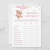 スキャッタリーゲームベビーシャワーテディベアーカード 招待状 (正面)