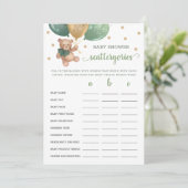 スキャッタリーゲームベビーシャワーテディベアーカード 招待状 (スタンド正面)