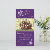 スキャッタードスノーフレークホリデーフォトカード（紫） シーズンカード (スタンド正面)